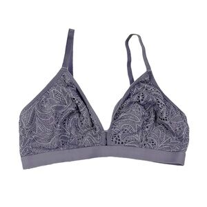 Lively Floral Lace Keyhole Busty Bralette No Wire Gray Size 1 (32DD, 33D/DD)